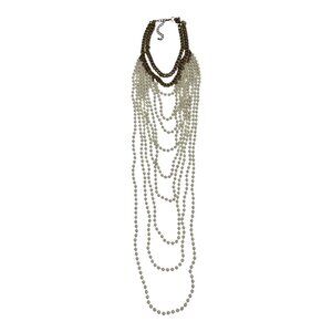 Vintage-Inspired Gold Tone Multi-Strand Pearl Statement Necklace – 23”